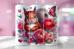 Valentine's Day Squirrel Tumbler Wrap Sublimation Design Product Image 1