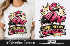 Cupid Needs Glasses Flamingo Sublimation PNG Product Image 1