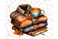 Autumn Library Clipart PNG, Cozy Fall Book Art Product Image 2