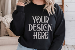 Black Gildan 18000 Mockup, Gildan Sweatshirt Mockup Product Image 1