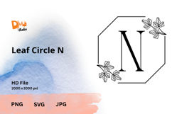 Leaf Circle Monogram - Elegant Botanical Letter JPG|PNG|SVG Product Image 1