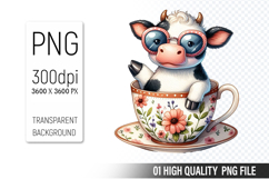 Cute Cow , Animal Sublimation Clipart PNG Product Image 1