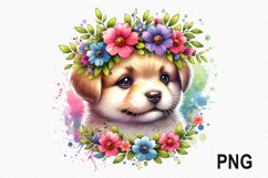 Dog Flowers Sublimation - Dog Flowers Clipart PNG Design Product Image 1