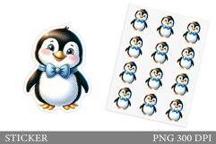 Cute Penguin Sticker Design. Christmas Sticker Printable Product Image 1