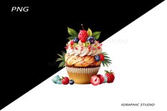 Tropical Floral Cupcake Clipart, Product Image 1