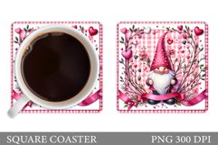 Valentines Gnome Coaster. Valentines Coaster Sublimation Product Image 1
