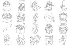 50 Cannabis Tattoo Stamp Brushes for Procreate Product Image 4