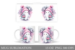 Cute Ghost Mug Design. Cute Halloween Mug Sublimation Product Image 1