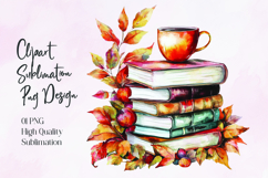 Pumpkin Books Coffee Autumn Sublimation PNG Product Image 1