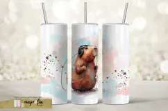 Funny watercolor cute CAPYBARA | tumbler wrap png Product Image 1