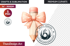 Pastel Coquette Pencil bow Clipart Girly School Supplies Product Image 1