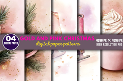 Gold and Pink Christmas Backgrounds PNG Product Image 1