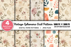 Vintage Grid Lined Ephemera Junk Journal JPG Product Image 1