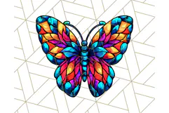 Stained Glass Hearts and Butterflies Clipart PNG Product Image 2