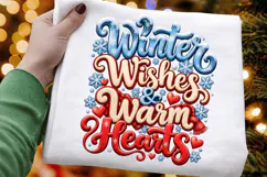 Winter Wishes & Warm Hearts Christmas PNG Sublimation Design Product Image 3