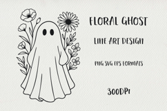 Cute Line Art Halloween Floral Ghosts BUNDLE| EPS, SVG, PNG Product Image 12
