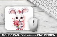 Valentine Bunny Sublimation Mouse Pad PNG Design Product Image 1