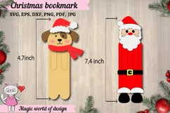 Christmas Bookmark SVG, Santa Claus and dog svg Product Image 2