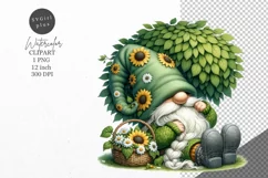 Gnome clipart, Gnome with sunflowers clipart, Summer clipart Product Image 1