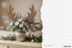 Reindeer Antler Plant Stake Laser Cut | Herb Label | SVG Product Image 2