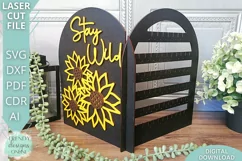 Stay Wild Sunflower Duo Jewelry stand Glowforge Laser cut Product Image 2