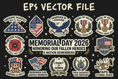 Memorial Day 2026 Patriotic Military Sticker EPS Product Image 1