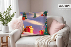 Winter Christmas Wonderland PNG Pillow, Winter Pillow Design Product Image 1