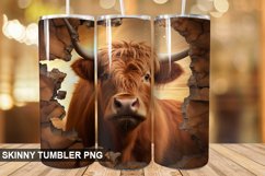 3D Highland Cow Cracked Hole PNG Tumbler Design Product Image 1