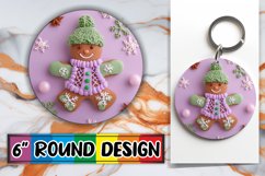 3D Christmas Gingerbread Round Design Keychain Product Image 1