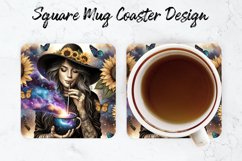 Girl with Sunflower Mug coaster | Coaster | Sublimation Desi Product Image 1