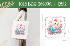 Cartoon Bird Illustration PNG, Love Hearts Tote Bag Template Product Image 1