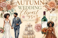 Black Autumn Wedding Clipart PNG Bundle | African American Product Image 2