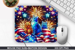 Cat Mouse Pad Sublimation, 4th Of July Mouse Pad PNG Design Product Image 1