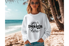 Gildan 18000 White summer Sweatshirt Mockup Product Image 1