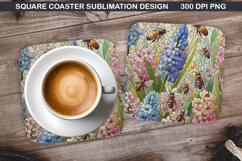 Flowers Coaster Sublimation, Spring Flowers Coaster PNG Product Image 1