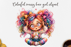 Colorful Messy Hair Girls Clipart Bundle PNG Product Image 11
