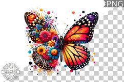 Vibrant Floral Butterfly Sublimation - Clipart PNG Design Product Image 1