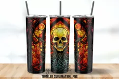 Stained Glass Halloween Skulls Tumbler Wrap Sublimation Desi Product Image 2
