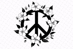 Floral Peace Sign Svg | Flower Svg | Svg Cut File Product Image 1