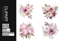 Pink Flower Art Clipart PNG Product Image 1