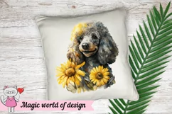Poodle Dog with Sunflower png, Sublimation designs Product Image 4