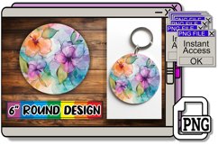 Whimsical Blooms: Round Sublimation Keychain Delights Product Image 1