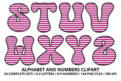 Stripes Alphabet Letters &amp; Numbers Clipart PNG 300DI Product Image 4
