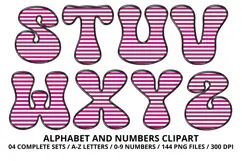 Stripes Alphabet Letters & Numbers Clipart PNG 300DI Product Image 4