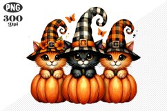 Halloween Cat And Pumpkin Sublimation - Clipart PNG Design Product Image 1