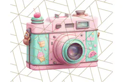 Pink and Mint Summer Clipart PNG Beach Icons, Summer Fun Png Product Image 2