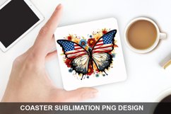 4Th Of July Butterfly- Coaster Sublimation Design Product Image 1