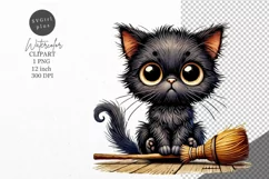 Halloween clipart, Black cat clipart, Autumn clipart Product Image 1