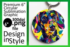 Bright and Bold Abstract Dog Round Design Keychain Product Image 1