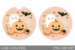Cute Ghost Car Coaster. Cute Halloween Car Coaster Product Image 1